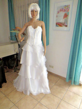 *NEU*BRAUTKLEID*WEIß*GR. SIZE 40*M. ETIK.2 TEILIG*TRÄGER*GLITZERSTEINE*PERLEN*VB