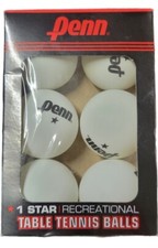 Official Penn 6-PACK 40mm TABLE TENNIS BALLS White PING PONG 1-Star RECREATIONAL