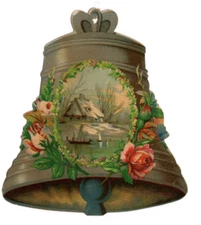 1880s Victorian Trade Card Chas F Shaw & Co Stationery Bell Winter Scene ~11729