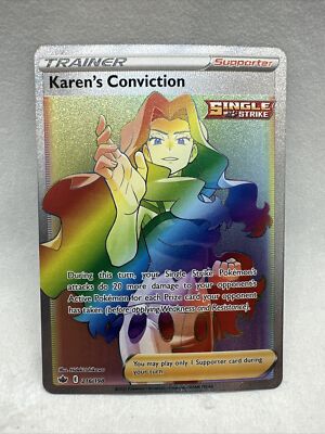 Pokemon Karen's Conviction 216/198 Chilling Reign SWSH SECRET RARE ...