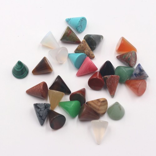 30pcs/lot 10x12mm assorted natural stone cone shape CAB CABOCHON beads No Holes - Picture 3 of 3
