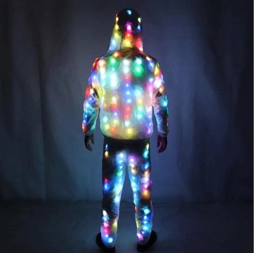 LED Party Suit Pants + Jacket Rave Colorful Shirt Costume Festival Glowing Glow - Picture 7 of 11