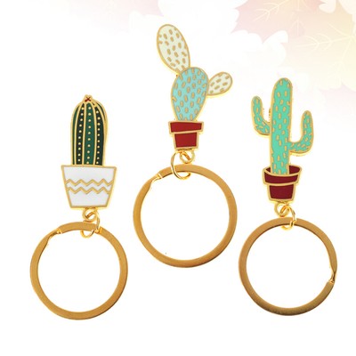  3 Pcs Cactus Keychain Keychains Assorted Potted Plant Pendants