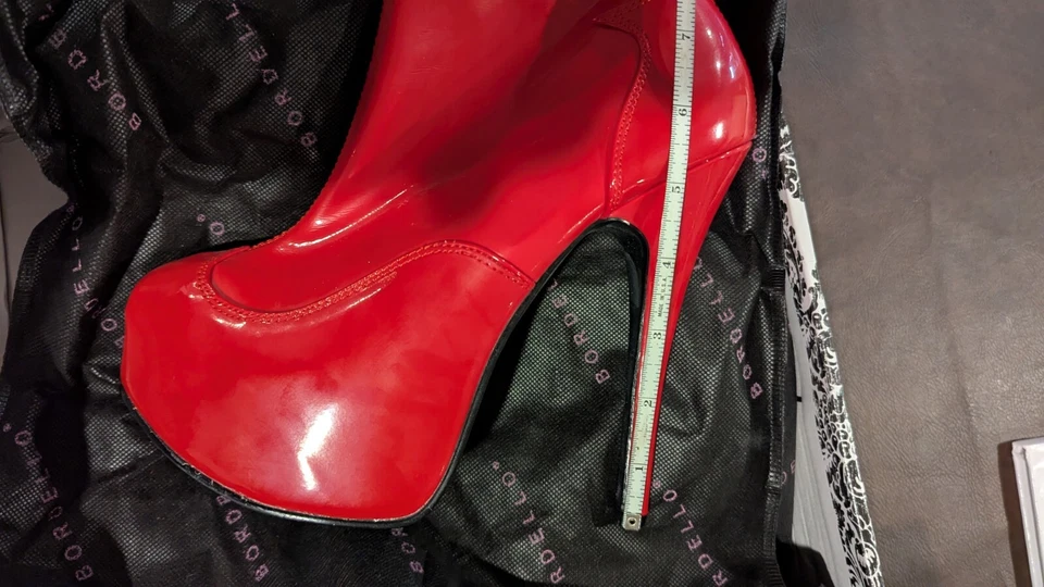 Botas PLEASER Bordello Talla 8 Teeze Tee-2000/RSPT Rojo Plataforma Hasta la Rodilla ¡NUEVAS! Foto 4 de 4