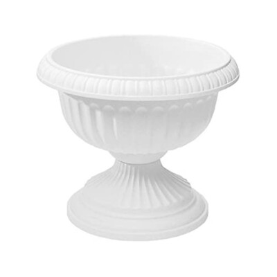 Novelty Outdoor Grecian Urn Planter Flower Pot, White, 18''