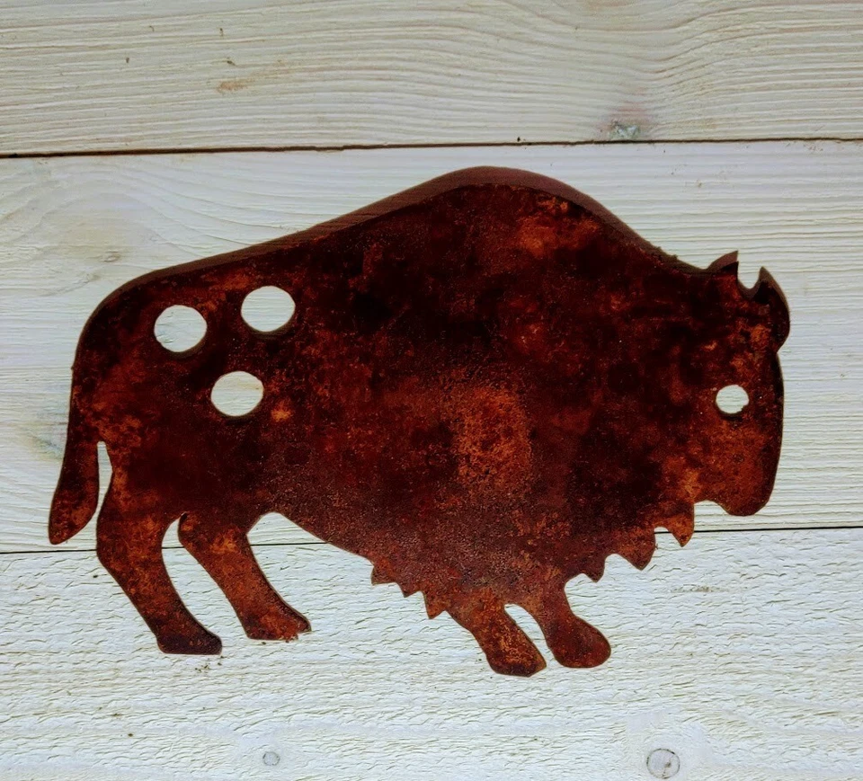Настенное искусство Kokopelli Rusty buffalo сделано из стали и ржаво с прозрачным покрытием - Изображение 2 из 4