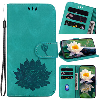 Handyhülle For Samsung A13 A36 A56 A26 M35 A41 A31 Leder Buntes Lotus Geldbörse