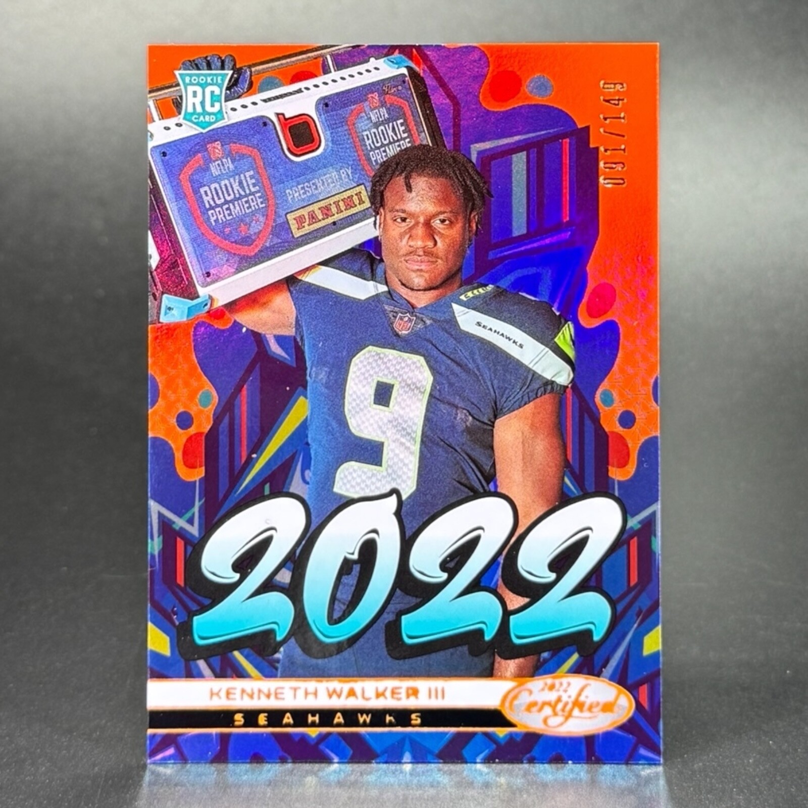 2022 Panini Certified #2022-15 Kenneth Walker III Rookie Orange Mirror /149 RC