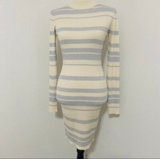 Say What Women’s Ivory and Silver Glitter Striped Knit Sweater Dress Size Large