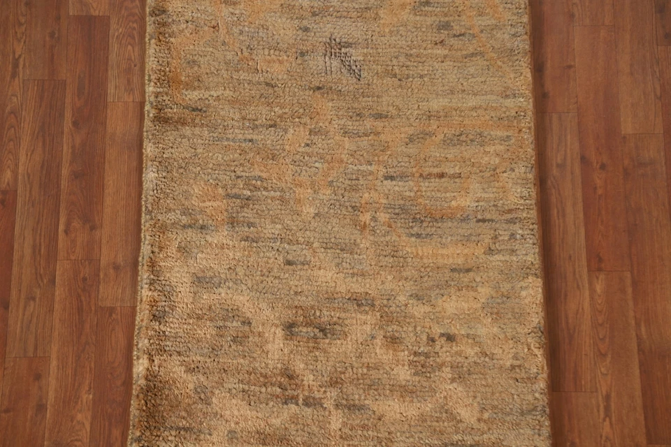 Nature Print Moroccan Oriental Runner Rug 2' 7" x 6' 7" Hand-knotted Indian Rug - Image 4 of 4