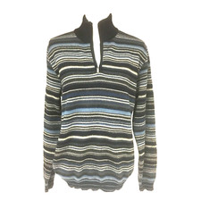 KUNA S 100 Alpaca Wool Striped Sweater with Zippered Neck