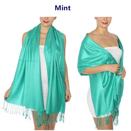 2PLY Long 78X28 Solid Silky Pashmina Shawl Wrap Stole Wool Feel Scarf - Picture 26 of 40