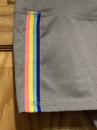 DSG Girls Bike Shorts Grey with Rainbow Stipes Size S (8-9) - Picture 3 of 8