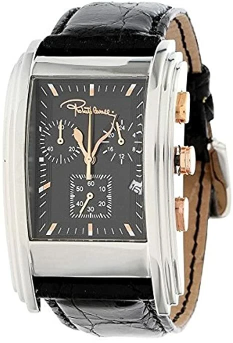 Roberto Cavalli R7251955035 ESON Black Chrono Dial Crocodile Leather Mens Watch