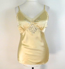 Nicholas Millington Cream Silk Top Size 14 Sheer Trim Metallic Beadwork