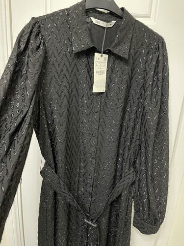 Zara Womens Black Metallic Thread Long 