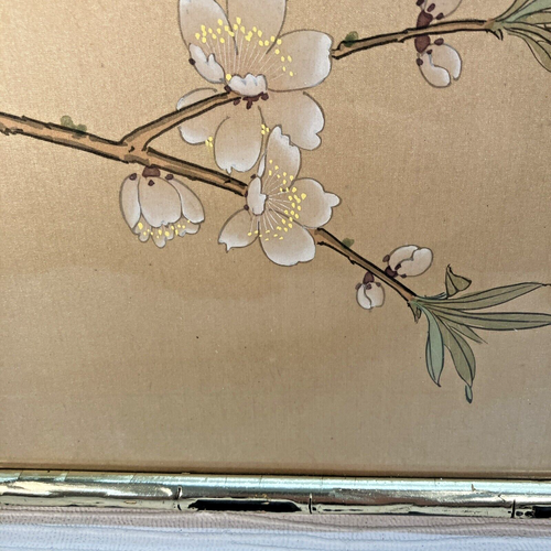 Vintage Chinese silk painting framed, Bird on flower branches, 50cm x 26cm - Picture 6 of 12