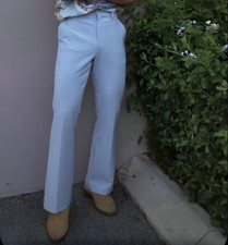 Men  s Sky Blue Flare Pants - Stylish Bell Bottoms, Vintage Disco Trousers