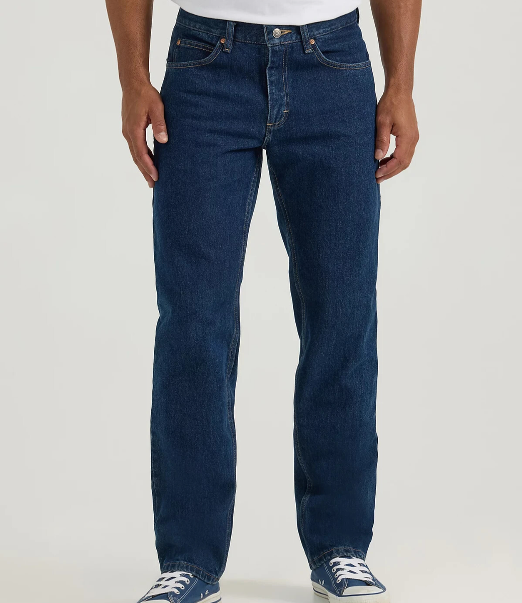 Lee Men's Regular Fit Straight Leg No Stretch Heavyweight Denim Jeans Dark  Blue