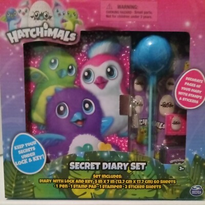 Hatchimals Secret Diary Set Lock Key Pen Stamp Pad Stamper Stickers NEW SEALED