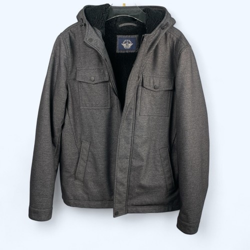 Dockers Arctic Cloth Sherpa Storm Hooded Jacket Coat Gray Men's Size