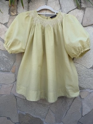 Et Vous 100% Cotton Boho Blouse Size 8EU Pistachio Green Balloon Sleeve