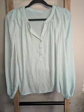 LOFT Light Blue Long Sleeve Blouse Size Medium