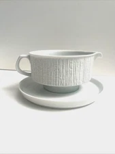 RARE MCM ARCTA WHITE THOMAS GERMANY GRAVY BOAT W/ SAUCER ROSENTHAL XLNT!