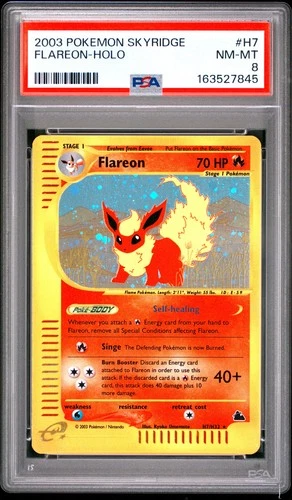 2003 POKEMON SKYRIDGE #H7 FLAREON-HOLO PSA 8