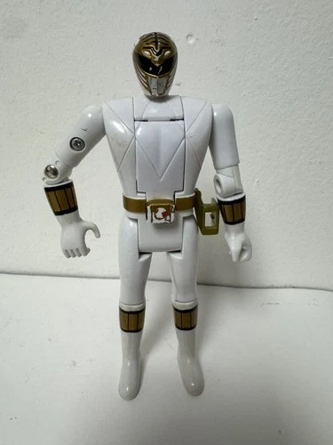 Vintage Mighty Morphin Power Rangers Auto Morphin White Flip Head w weapons