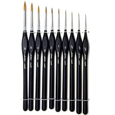 10 Extra Fine Tip Detail Paint Brushes for Miniatures Model Maker Painting Set
