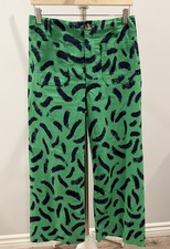 Anthropologie Maeve The Colette Cropped Wide-Leg Pants Women's Size 30 Green