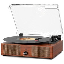 Vintage Wooden Bluetooth Record Player - Walnut Finish