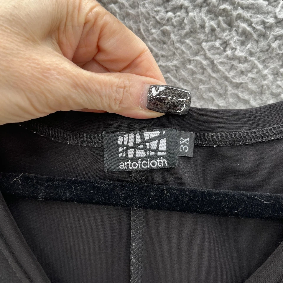 Art of Cloth Blouse Womens 3X Black Cold Shoulder Relaxed Lagenlook Tunic Top - Image 3 of 4