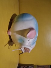 1957 HULL Pottery Corky Pig Bank Blue Pink White Ceramic Made in USA