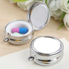 1/3Pcs Silver Metal Round Pill Box Medicine Container Case Storage Holder Travel
