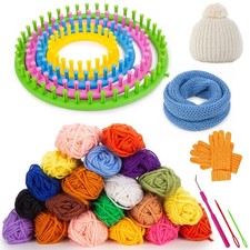 27PCS Round Knitting Loom Kit, Circular Loom Set with Hook Needles 20 Colorfu...