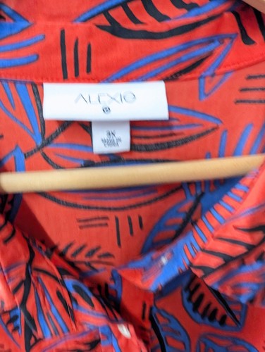 ALEXIS X Target Orange Blue Tropical Short Sleeve Midi Shirt Dress Pockets 3X - Picture 4 of 7