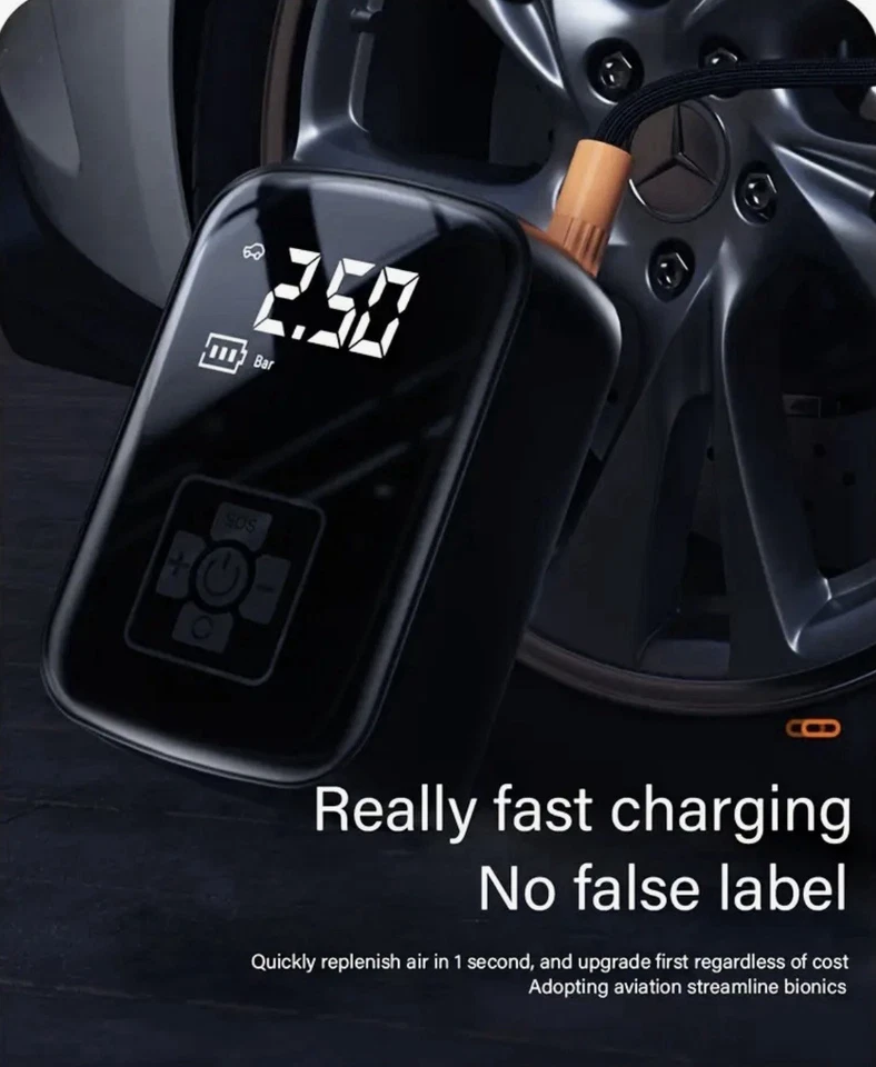 INFLADOR DE NEUMÁTICOS - COMPRESOR INALÁMBRICO DIGITAL DE AIRE PORTÁTIL. Foto 2 de 4