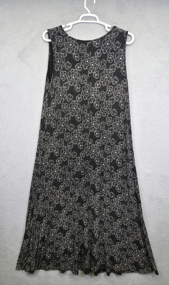 Blue Sky Maxi Dress Womens XL Black Bamboo Floral Stretch Flowy Classic Feminine - Image 2 of 4