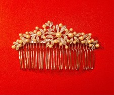 Elegant Flower Pearl  Cubic Zirconia Hair Comb Clip Prom Bridal Accessories NEW