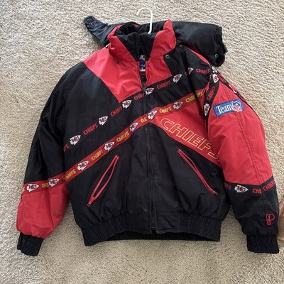 Vintage Pro Player NFL Kansas City Chiefs Full Zip Hoodie Puffer Jacket L Sewn