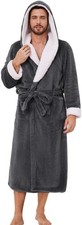 Luxury Mens Robe with Hood, Ultra Cozy Fleece Bathrobe for Men, Plush Hooded ...