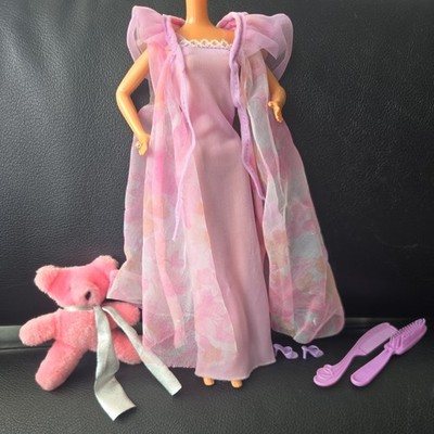 1984 Barbie Dreamtime 9180 Complete Outfit Gown Robe Shoes Teddy Bear Brush Comb