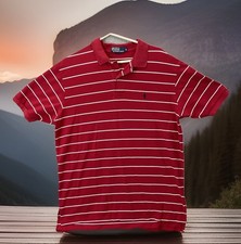    Men  s Polo by Ralph Lauren Classic Fit Red  White Stripe Polo Shirt Size XL