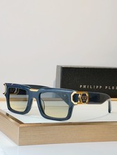 Philipp Plein SPP206M Blue Square Sunglasses Yellow Gradient Lens 53-20-140