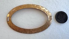 Vintage Large 45 x 70mm Floral Stamped Oval Brass Finding