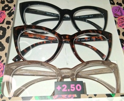 BETSEY JOHNSON 3 PACK PREMIUM READING GLASSES READERS +2.50 (I)