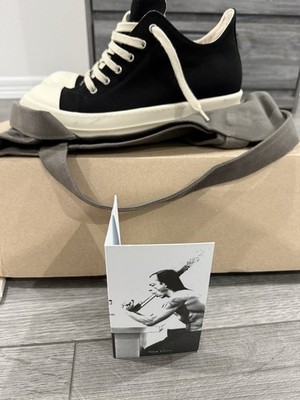 DRKSHDW Rick Owens Black/White Solid High-Top Lace-Up Men's Sneakers