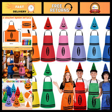 16 Pcs Crayon Group Costumes Set with Aprons Cone Hats for Kids Adults